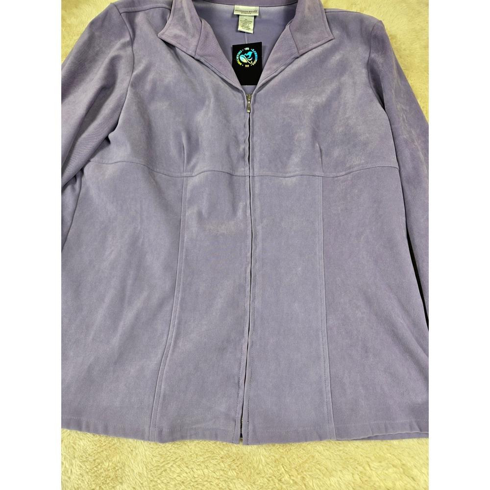 Fashion Bug Purple Suede Zip Up Collar Jacket‎ XL Polyester Spandex - Picture 2 of 9